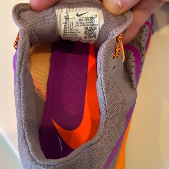 Nike React Pegasus Trail Purple and Orange Athletic Shoes Sz 6.5 - Picture 8 of 9